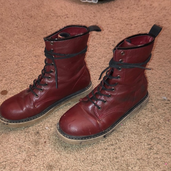 maroon combat boots